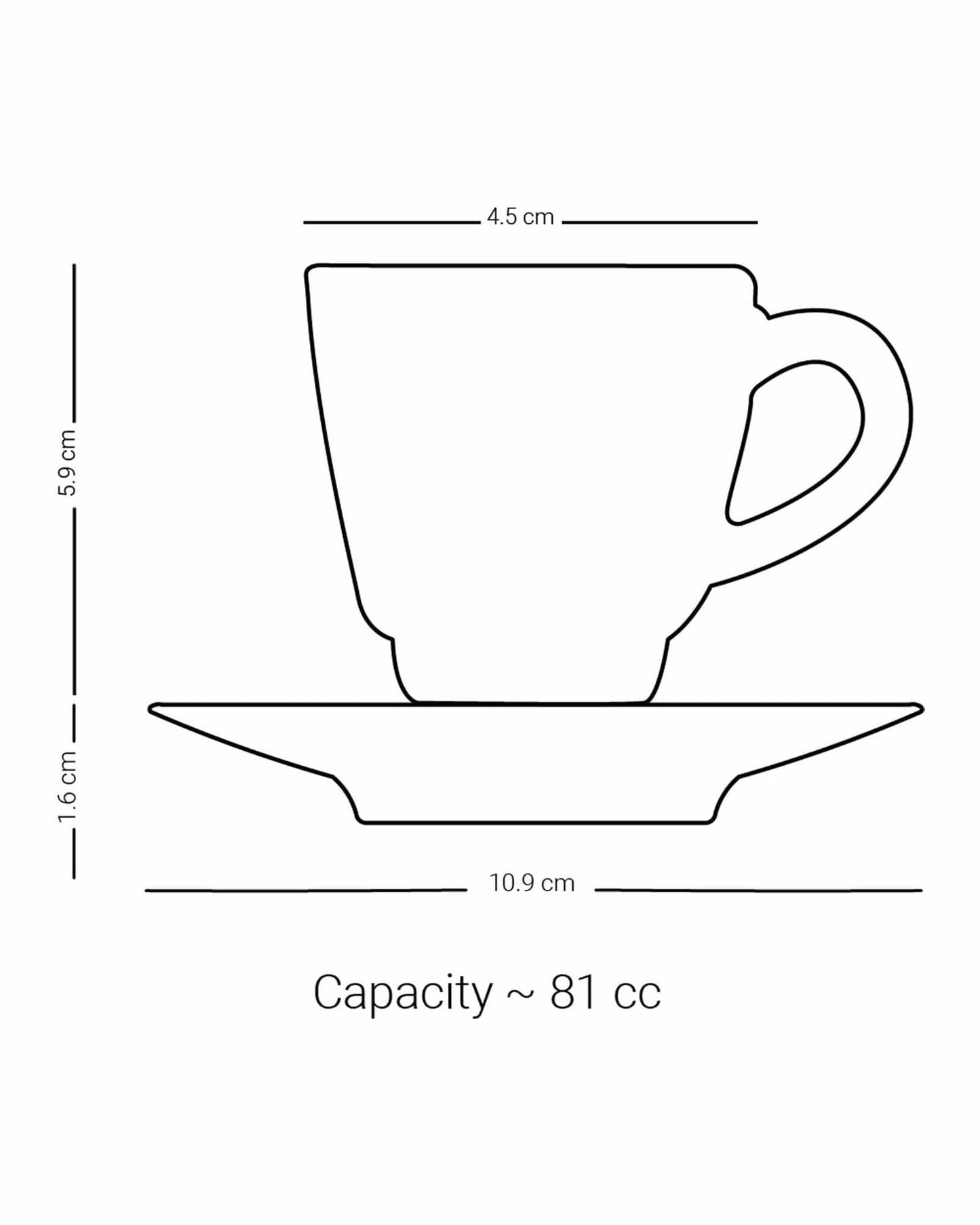 طقم فناجين وصحون قهوة ديملاج ترينا، 6 قطع، ذهبي