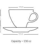 طقم فناجين شاي وصحون دملاج ثلث، 6 قطع (منقوش)