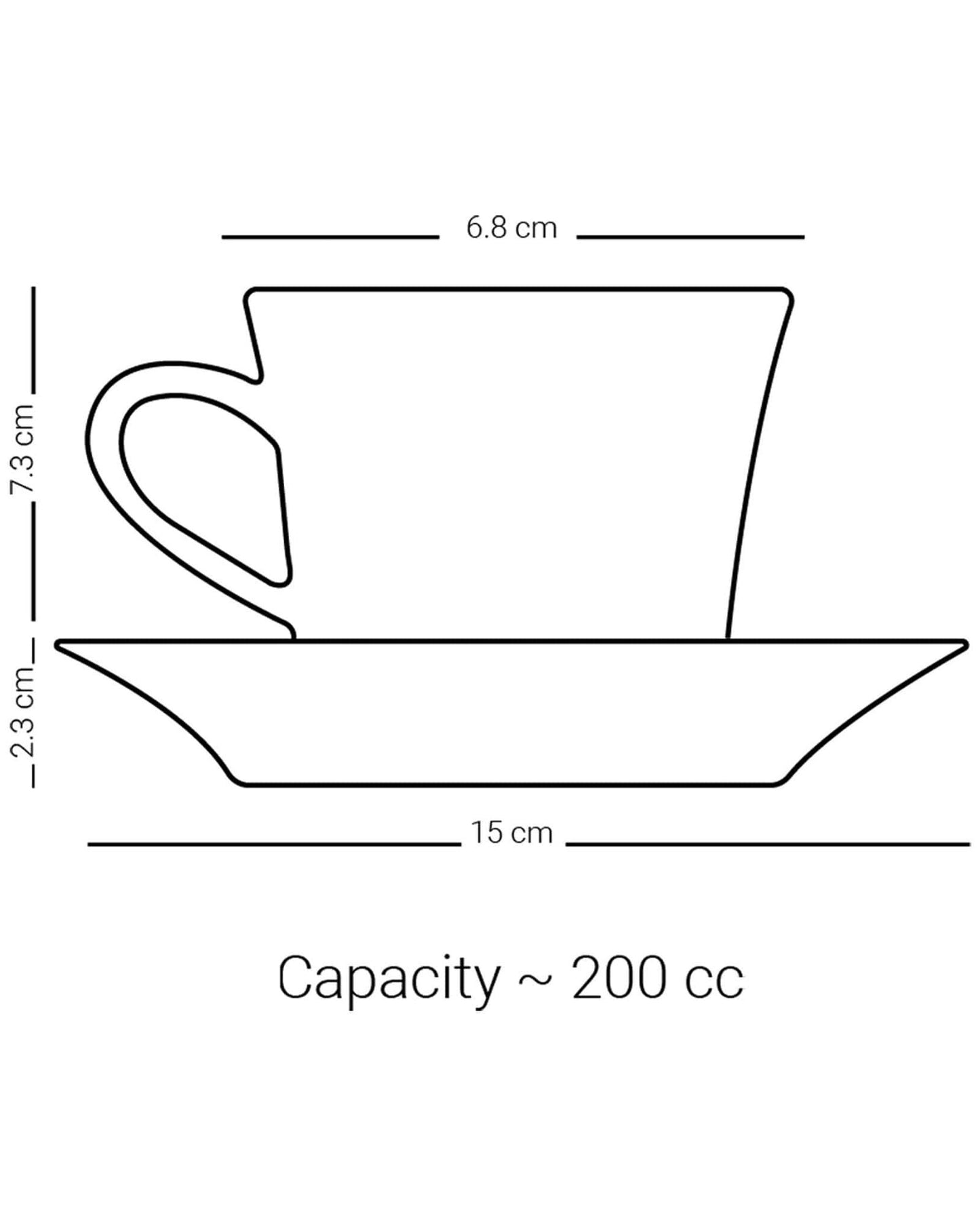 طقم فناجين وصحون شاي ديملاج كريم، 6 قطع، لون بلاتيني
