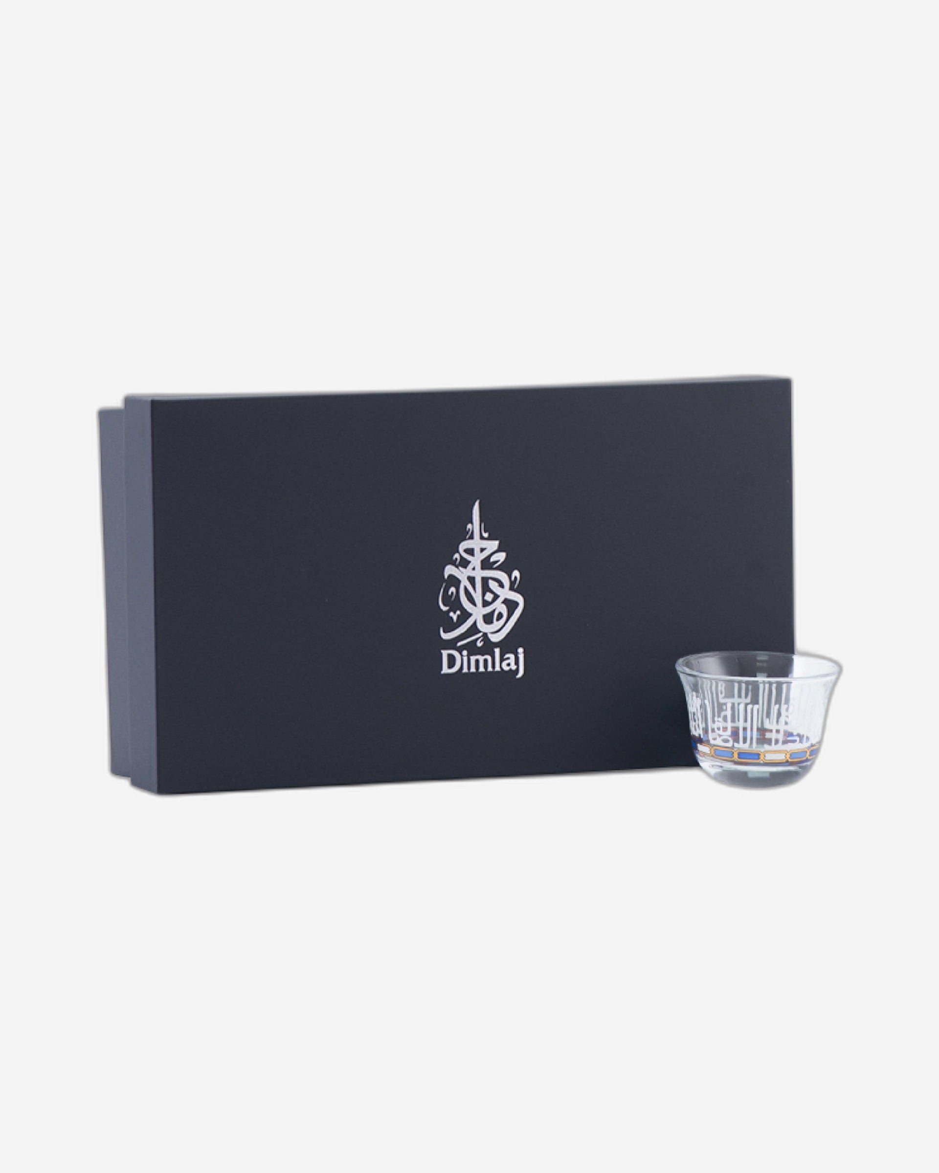 مجموعة ديملاج أصالة من 6 فناجين قهوة (ذهبي وأزرق)