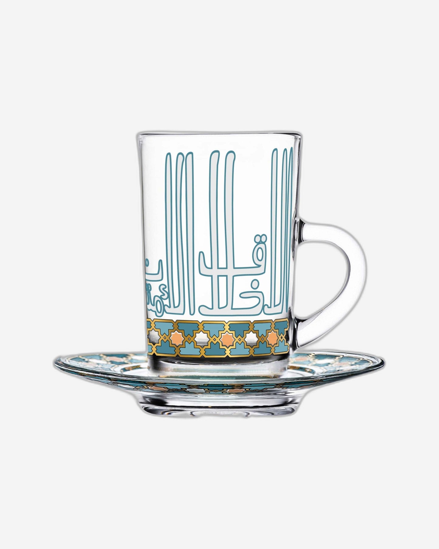 طقم فناجين وصحون شاي ديملاج أسالا، 6 قطع، ذهبي وأخضر