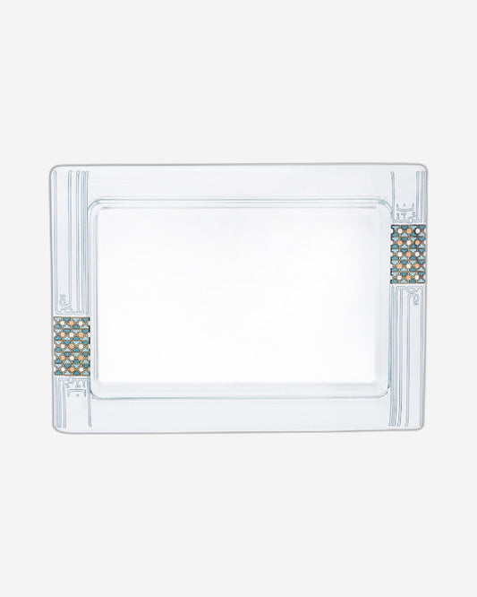 طبق تقديم مستطيل كبير من ديملاج أصالة (ذهبي وأخضر)