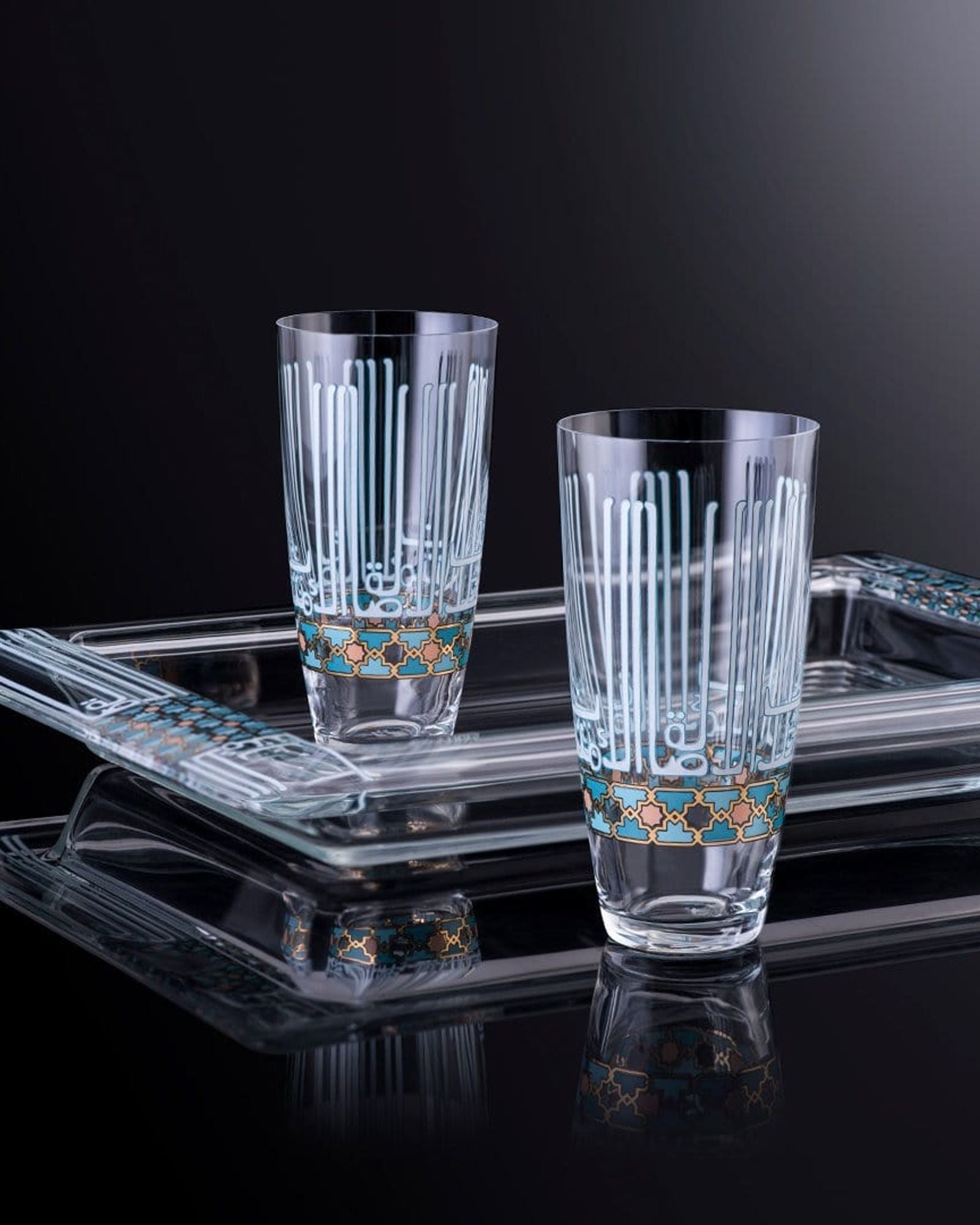 طبق تقديم مستطيل كبير من ديملاج أصالة (ذهبي وأخضر)