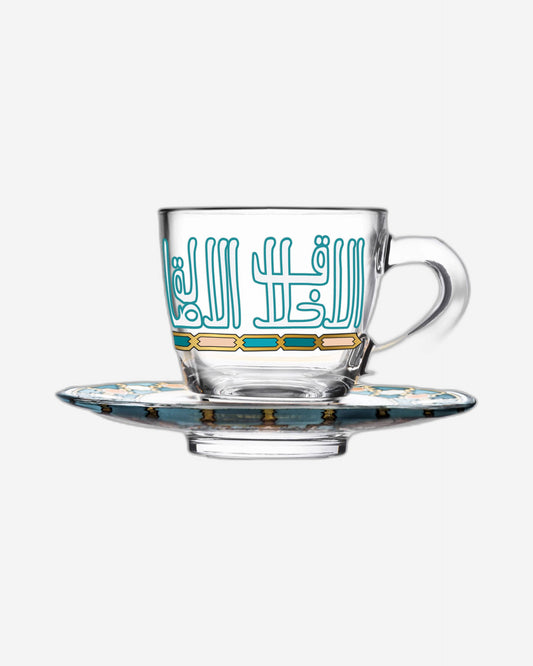 مجموعة ديملاج أصالة من 6 فناجين قهوة وصحون (ذهبي وأخضر)