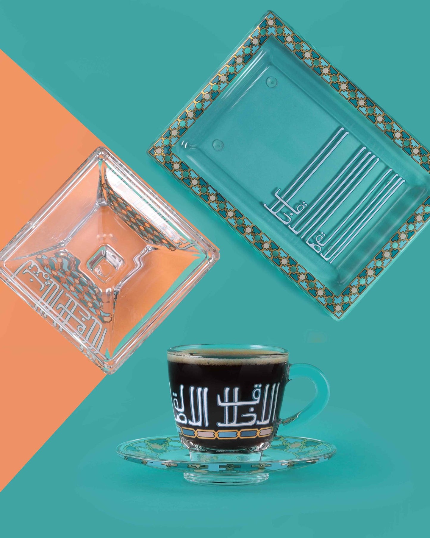 طقم فناجين وصحون قهوة ديملاج أسالا، 6 قطع، ذهبي وأخضر