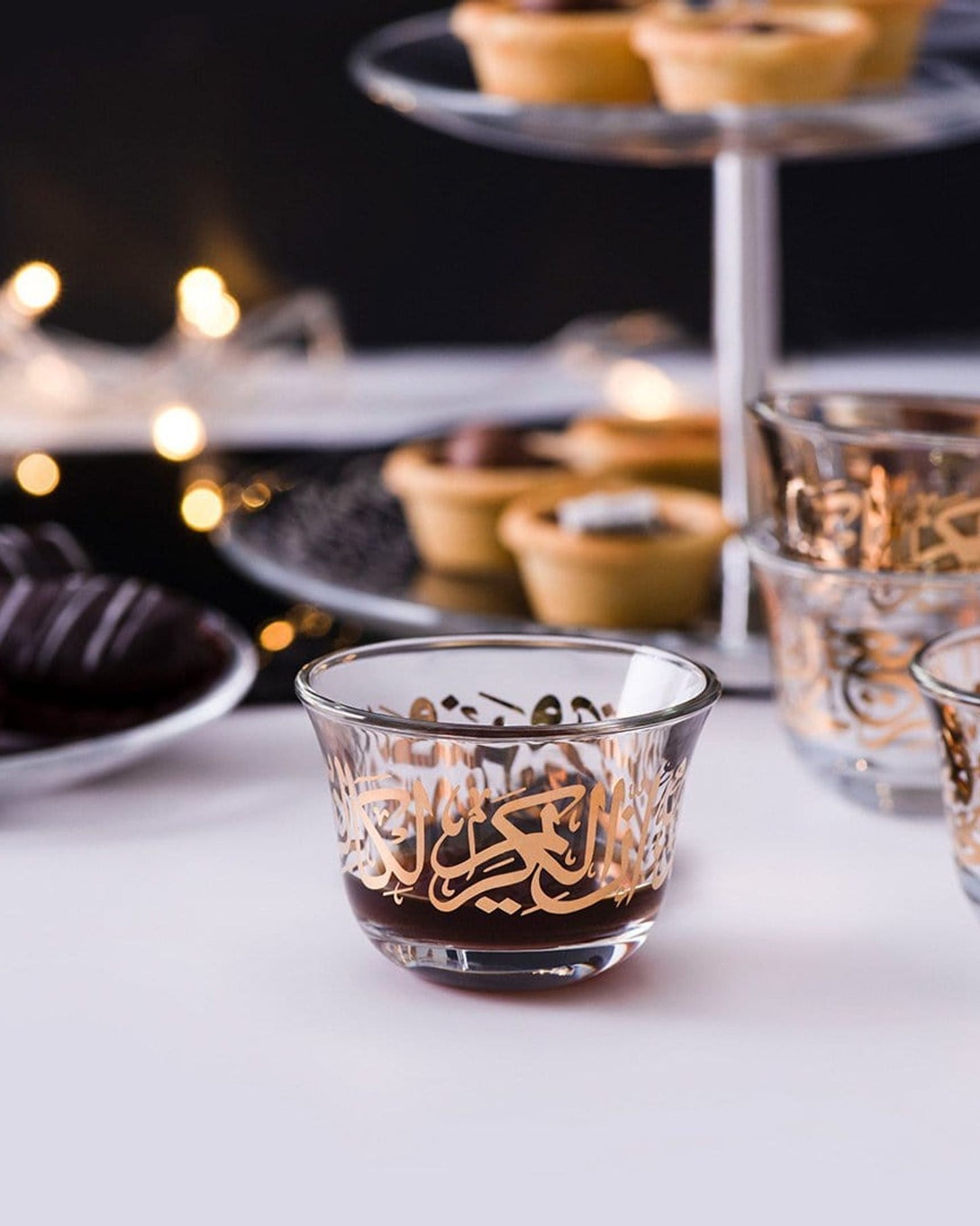 أكواب دملاج كريم قهوة 6 قطع ذهبي