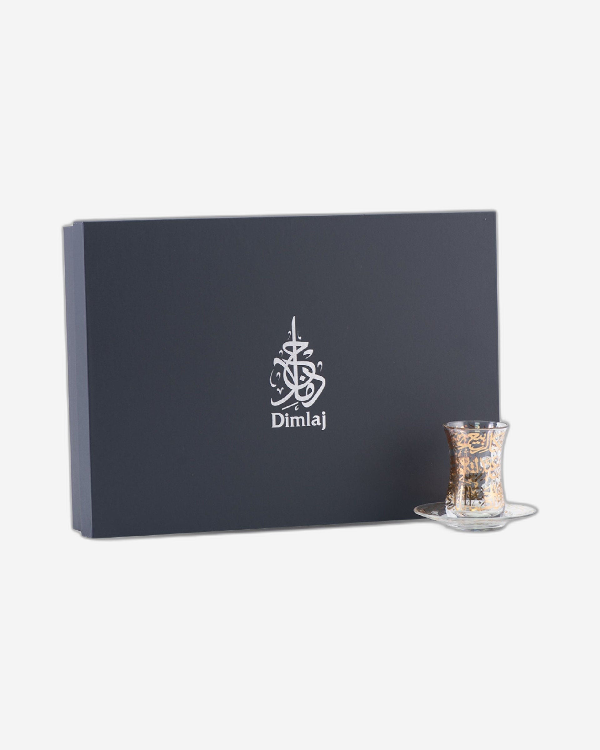 مجموعة ديملاج كريم من 6 قطع استكانات شاي مع صحون (ذهبي)