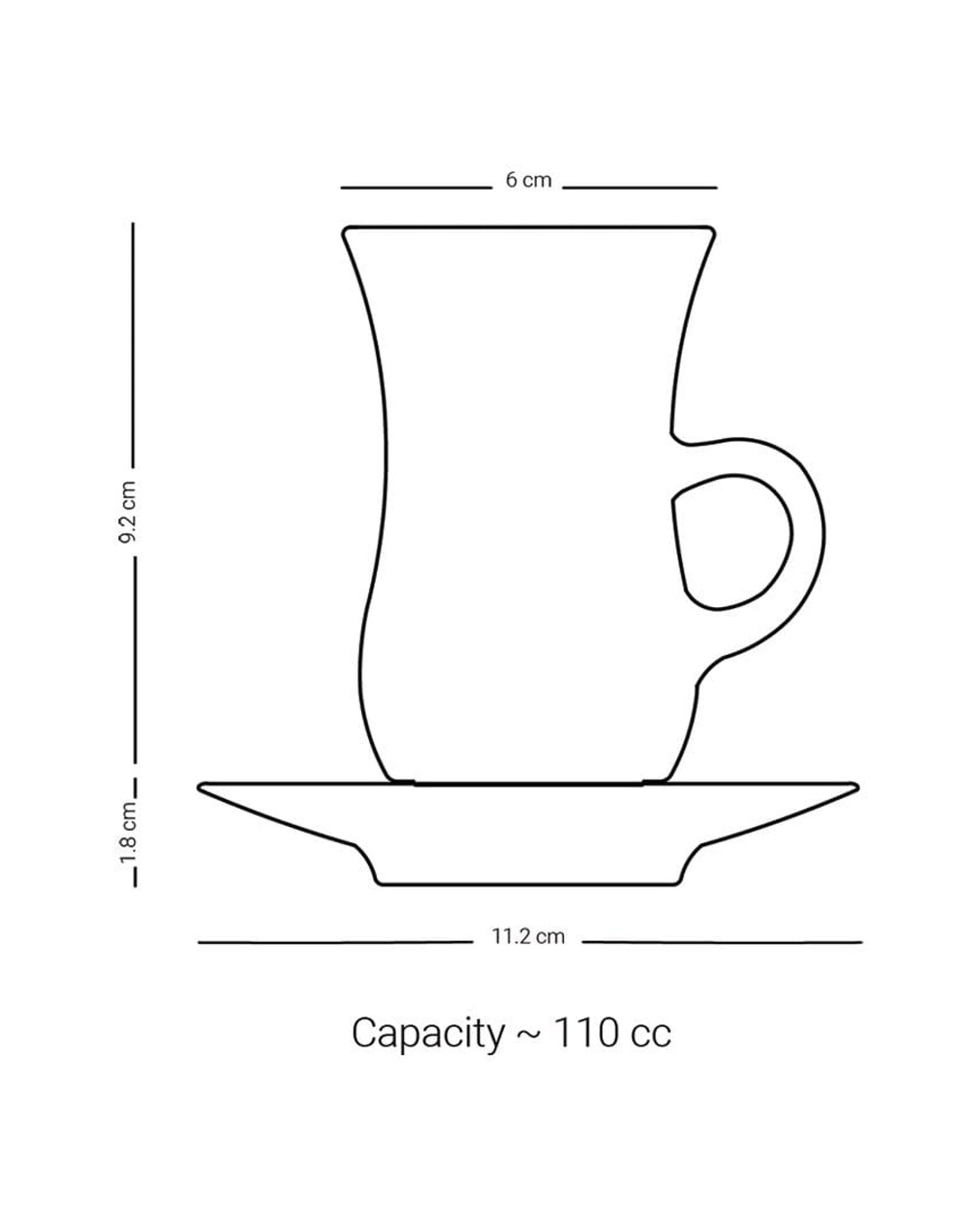 دملاج كريم استكانة شاي مع صحون 6 قطع ذهبي
