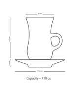 مجموعة ديملاج كريم من 6 قطع استكانات شاي مع صحون (ذهبي)