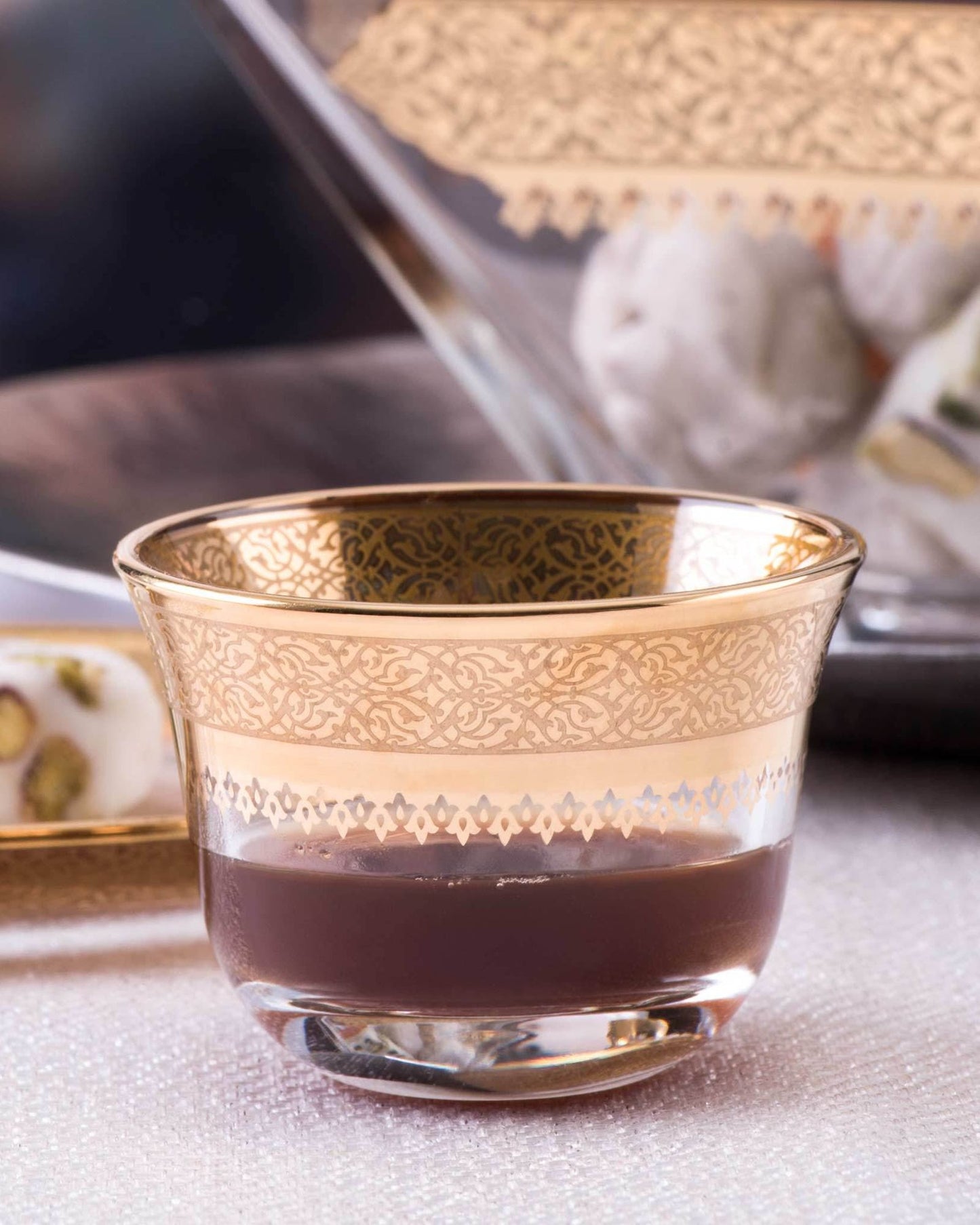 فناجين قهوة دملاج قرطبة 6 قطع ذهبي