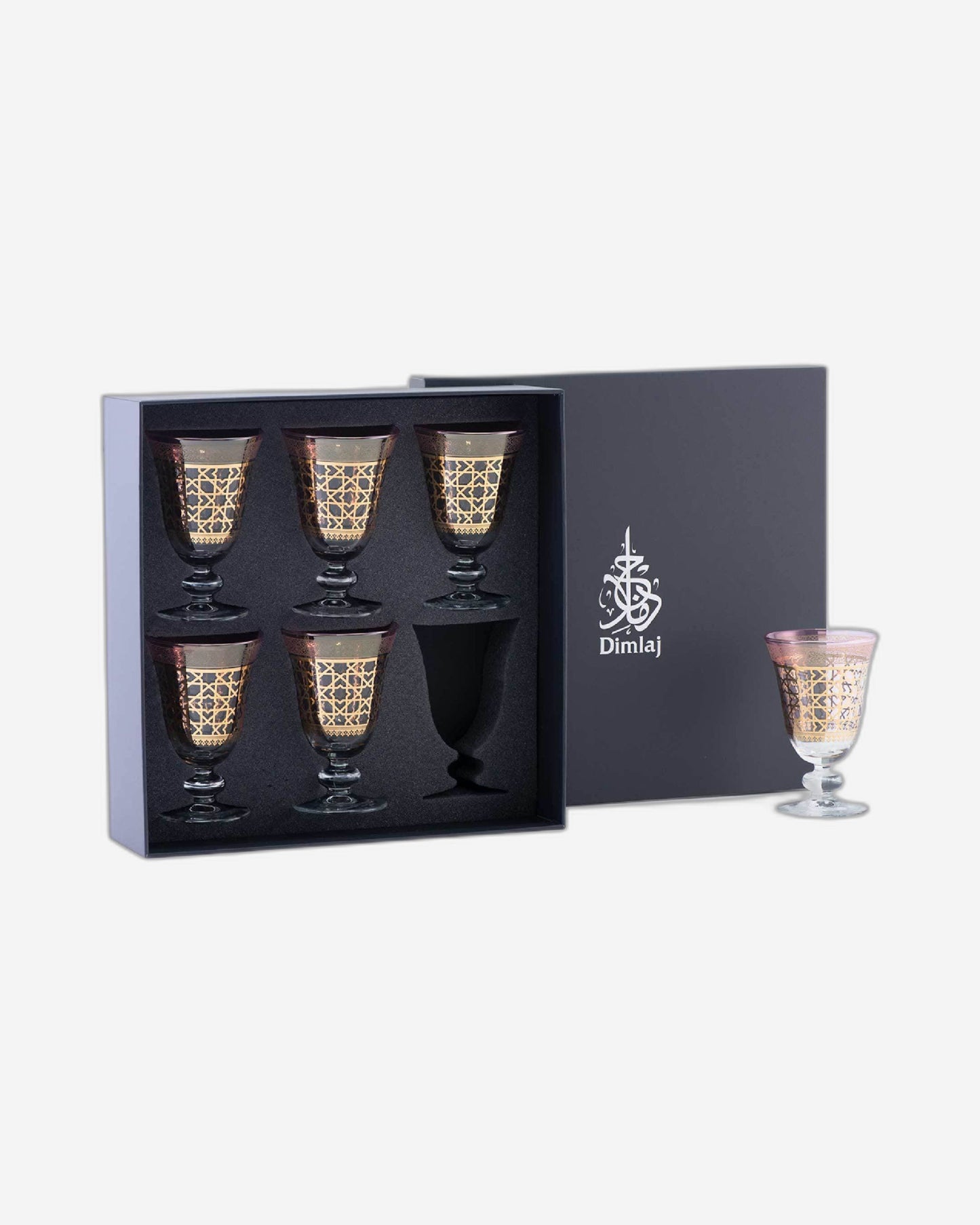 سيقان كؤوس قرطبة من ديملاج، 6 قطع، ذهبي ووردي