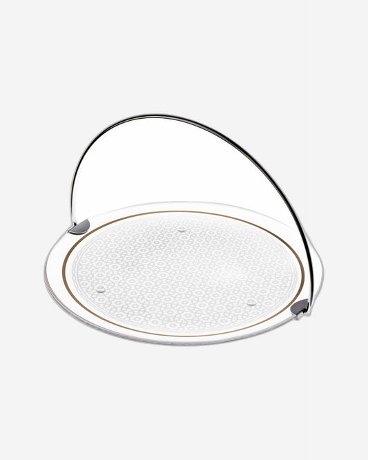 صينية تقديم كبيرة من ديملاج عاجية اللون بمقبض (ذهبي)