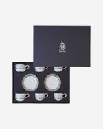 مجموعة ديملاج أصالة من 6 فناجين شاي وصحون (ذهبي وأخضر)