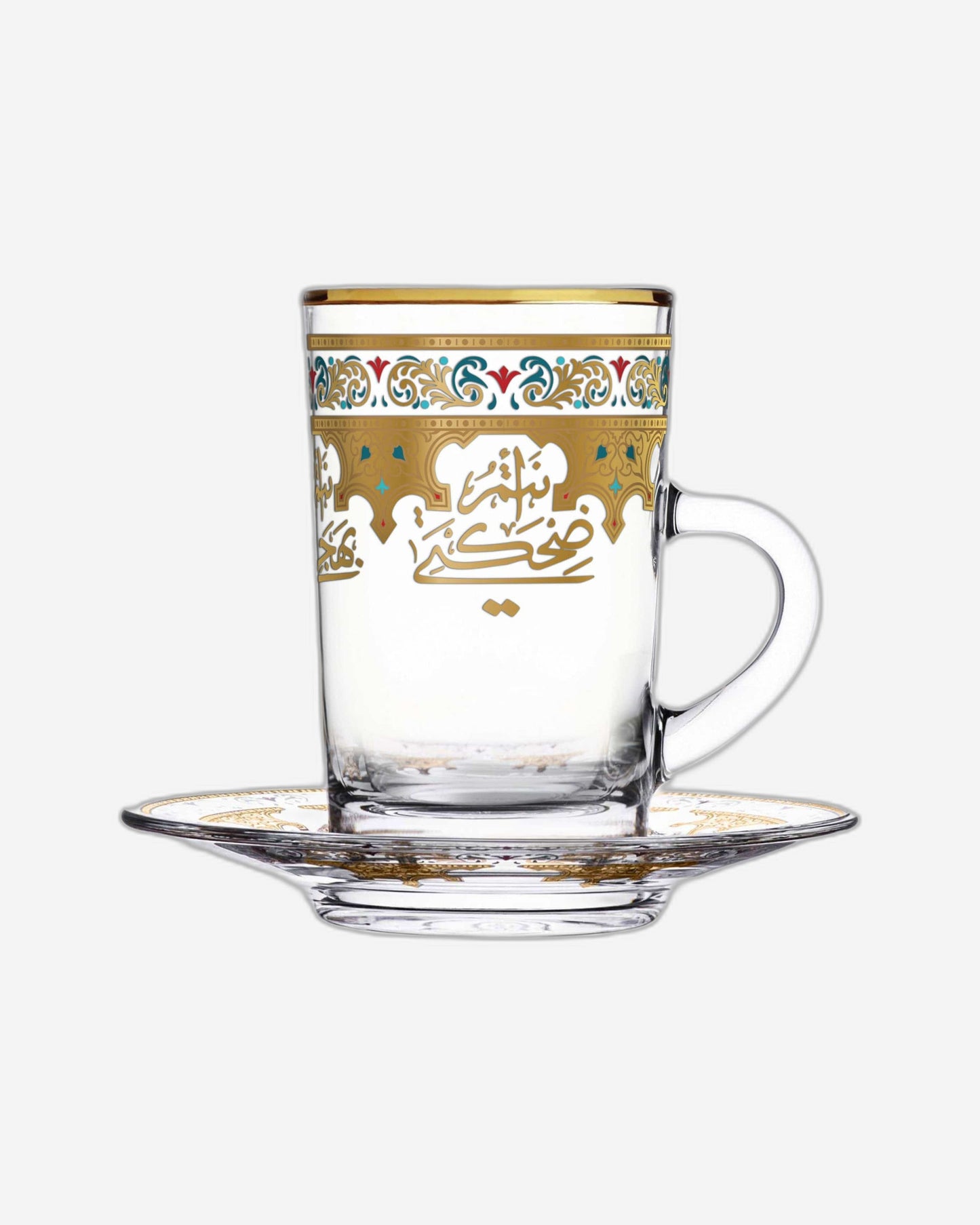 فناجين شاي وصحون دملاج سرور 6 قطع ذهبي