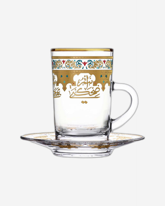 مجموعة ديملاج سرور من 6 فناجين شاي وصحون (ذهبي)