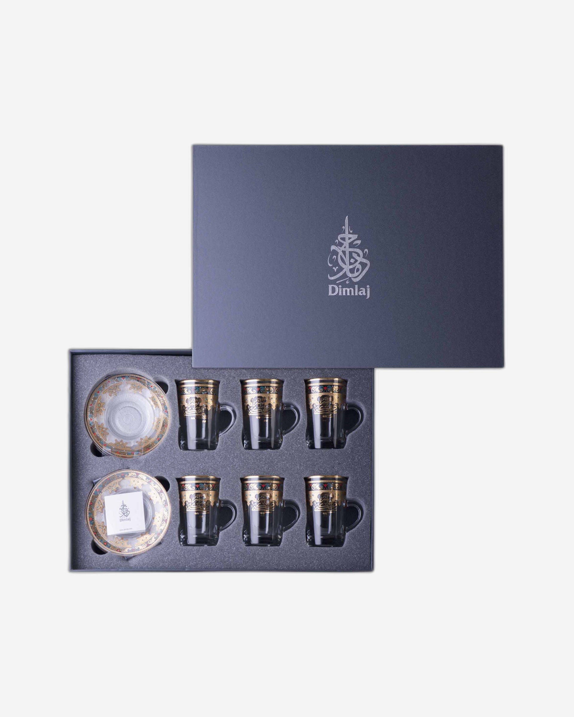 مجموعة ديملاج سرور من 6 فناجين شاي وصحون (ذهبي)