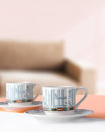 فناجين قهوة تركية كبيرة من ديملاج أصالة (ذهبي وأخضر)