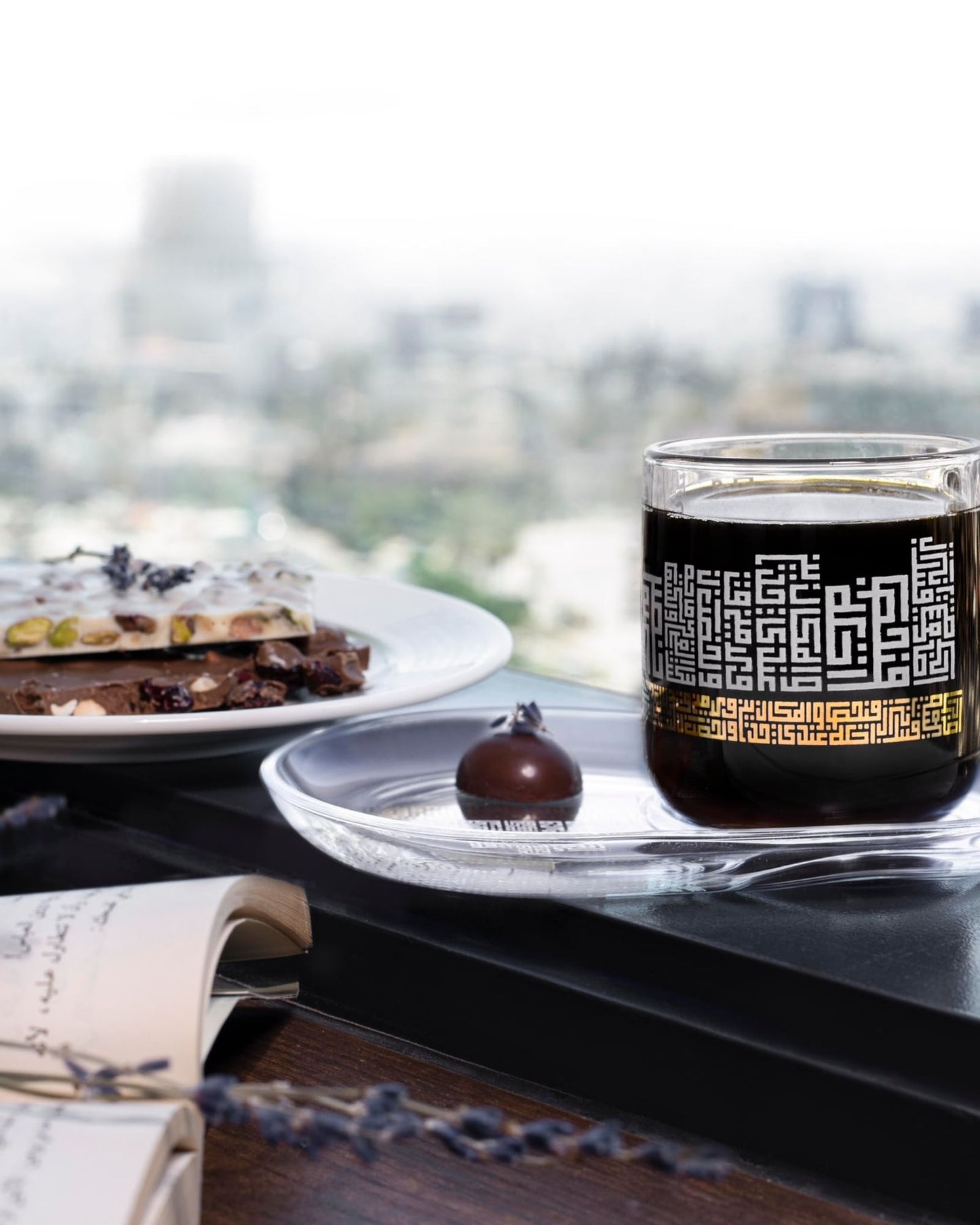 دملاج أبراج كوب وصحن 2 قطعة ذهبي