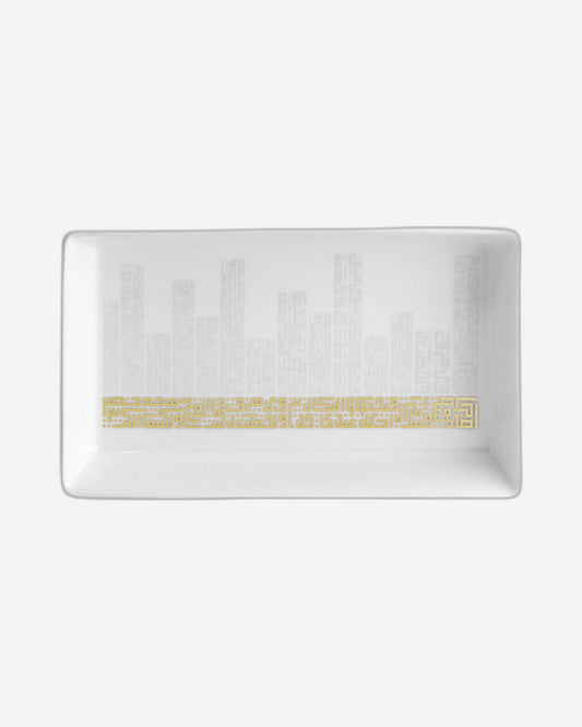 مجموعة أبراج ديملاج من قطعتين من الأطباق المستطيلة متوسطة الحجم (ذهبية)