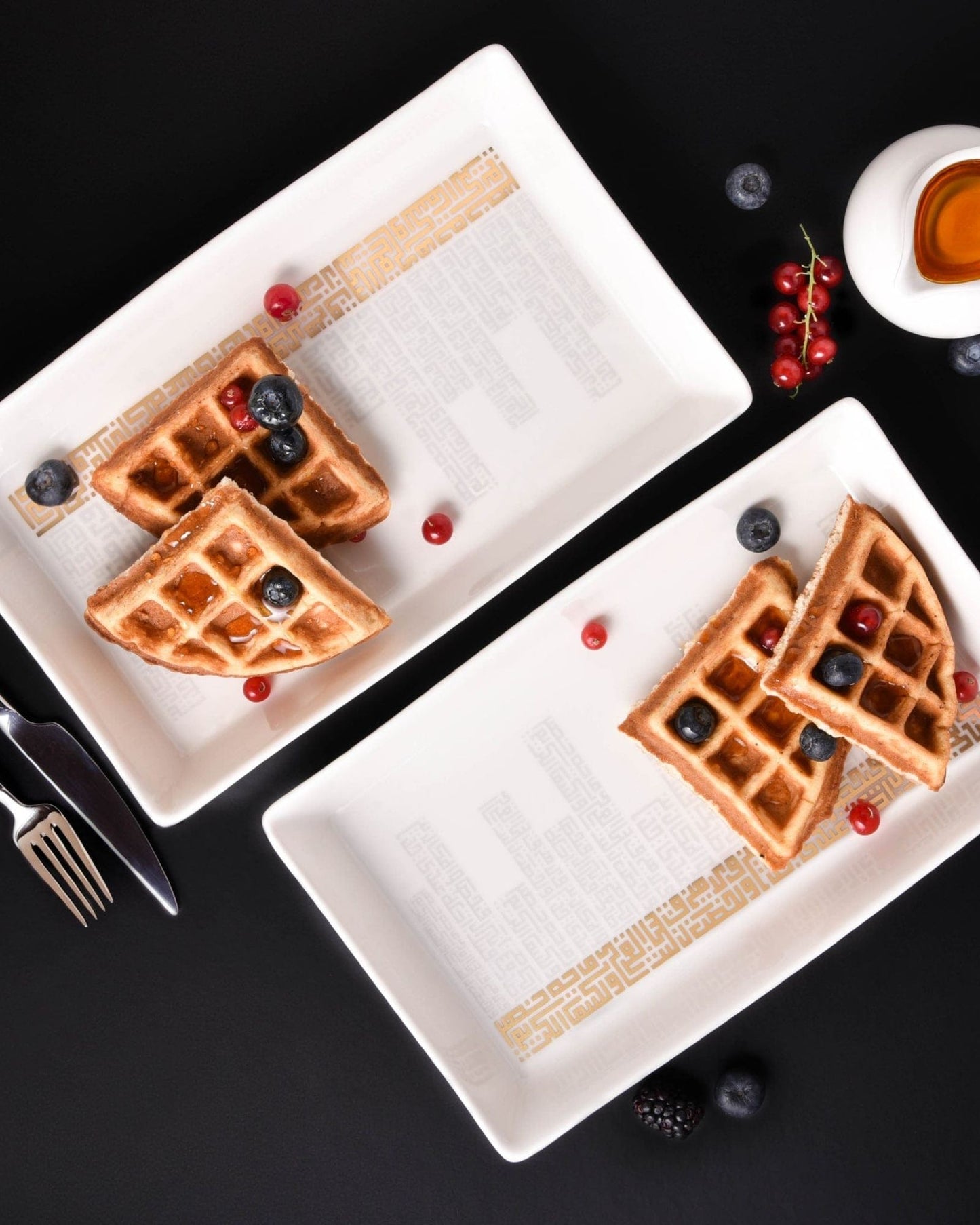 أطباق مستطيلة من ديملاج أبراج، قطعتان، متوسطة الحجم، ذهبية اللون