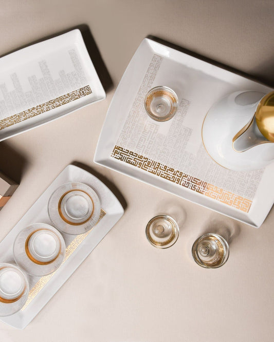 طبق ديملاج أبراج مستطيل متوسط الحجم (ذهبي)