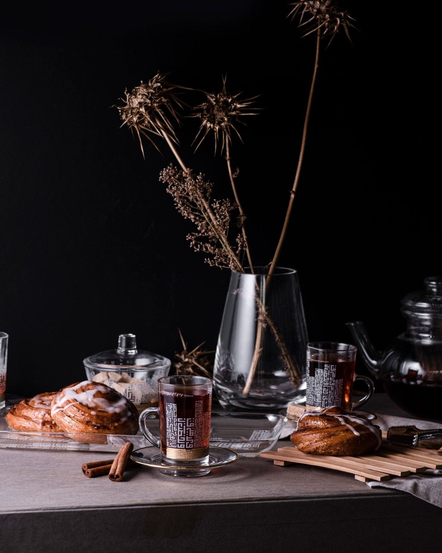 فناجين وصحون شاي دملاج أبراج 6 قطع ذهبي