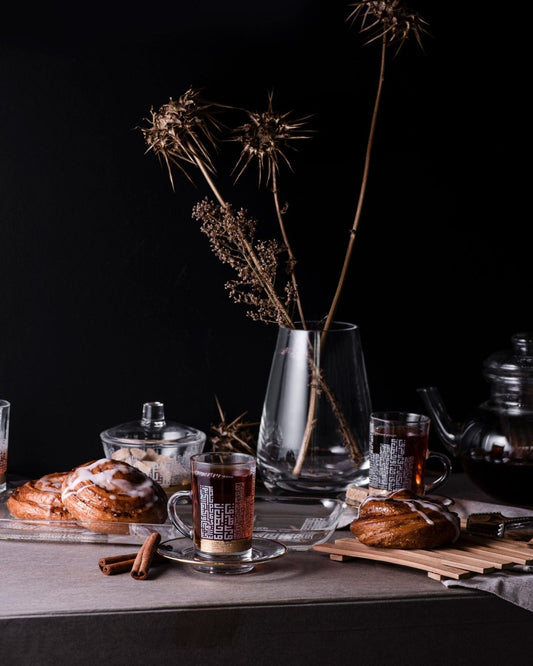 فناجين وصحون شاي دملاج أبراج 6 قطع ذهبي