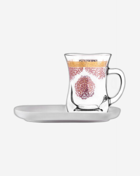 مجموعة ديملاج سيلينا من قطعتين من الأكواب والصحون (ذهبي ووردي)