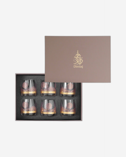 مجموعة ديملاج سيلينا من 6 أكواب قصيرة (ذهبي ووردي)