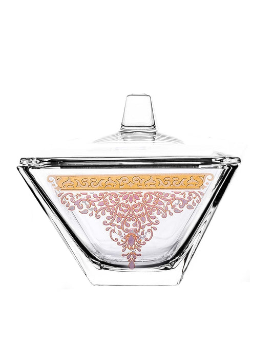 وعاء تقديم سيلينا من ديملاج مع غطاء (ذهبي ووردي)