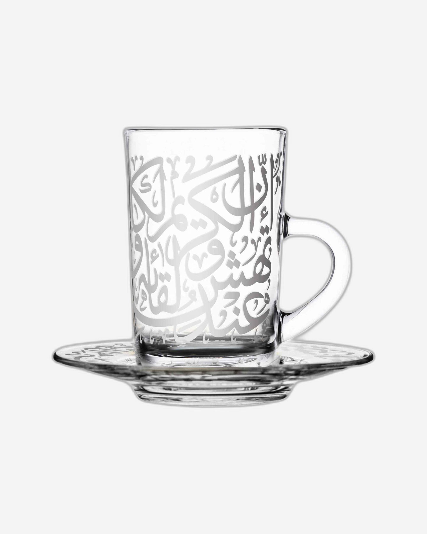 طقم فناجين وصحون شاي ديملاج كريم، 6 قطع، لون بلاتيني