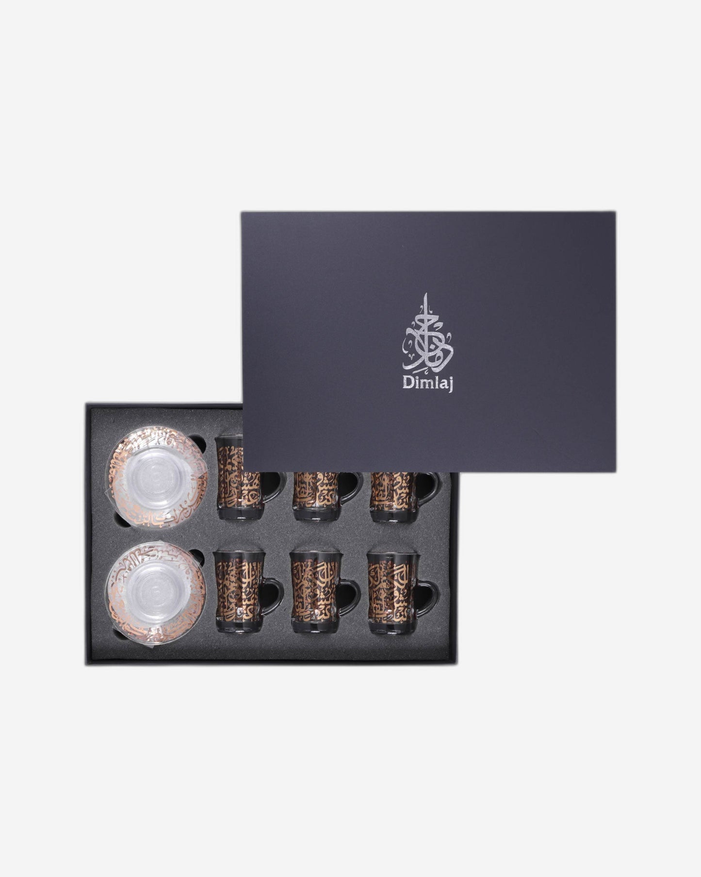 طقم فناجين وصحون شاي ديملاج كريم، 6 قطع، ذهبي