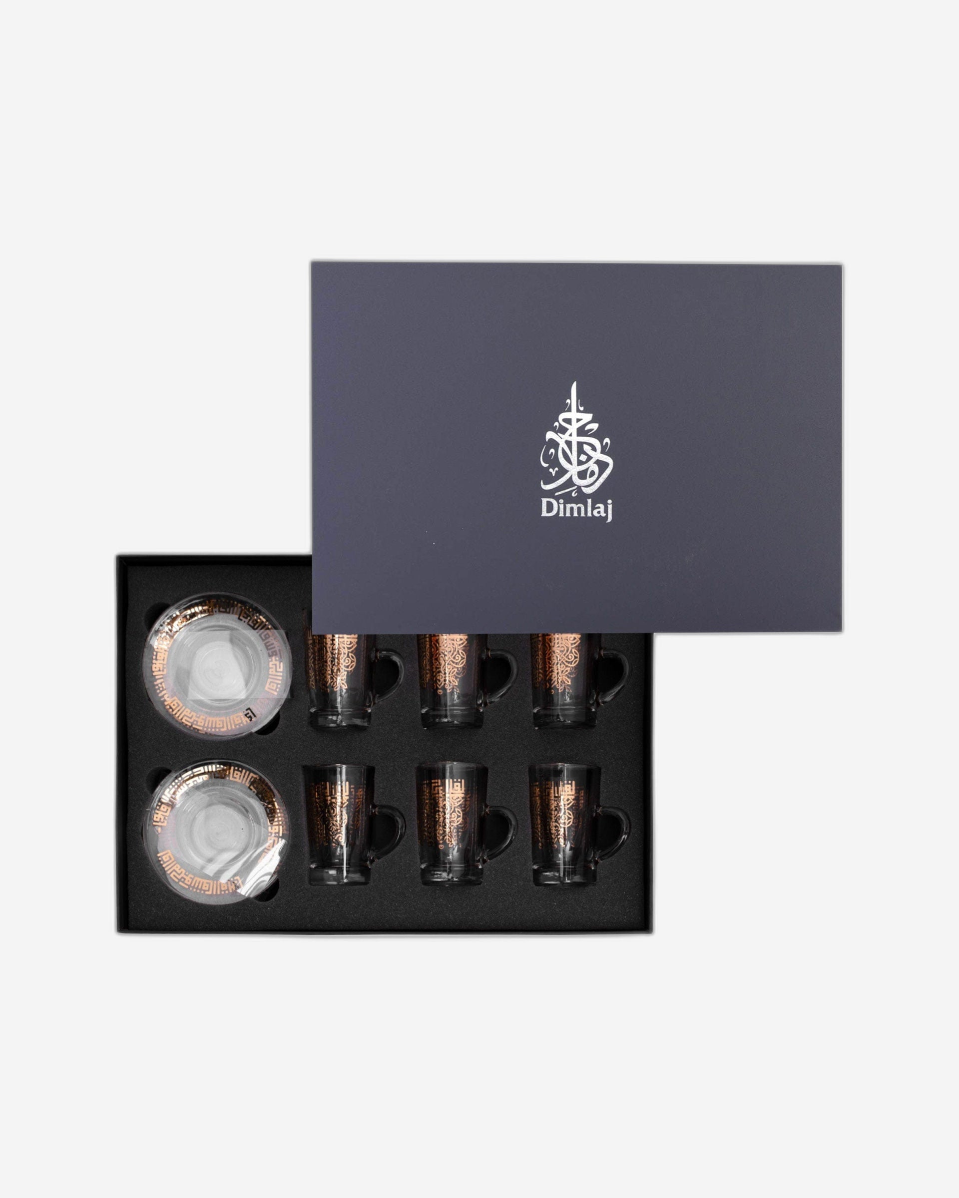 مجموعة ديملاج شفا من 6 قطع استكانات شاي مع صحون (ذهبي)