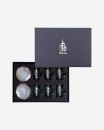 طقم ديملاج ورود مكون من 6 فناجين شاي وصحون (ذهبي وأخضر)