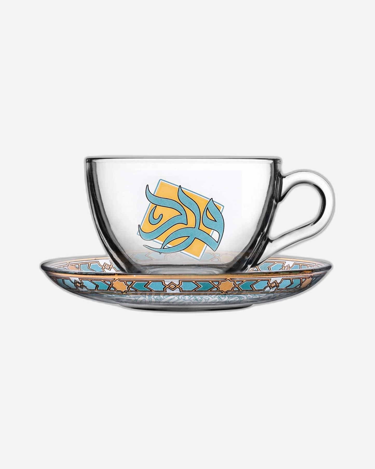 طقم قهوة إسبريسو ديملاج وورود، 6 قطع، ذهبي وأخضر