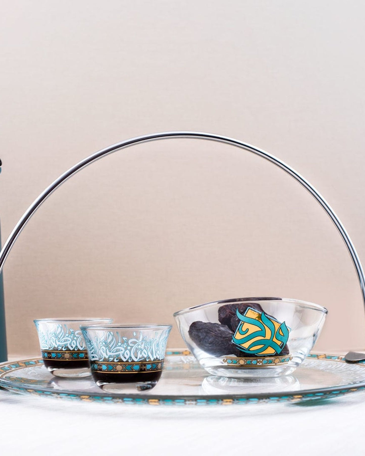 أكواب دملاج ورود قهوة 6 قطع ذهبي وأخضر