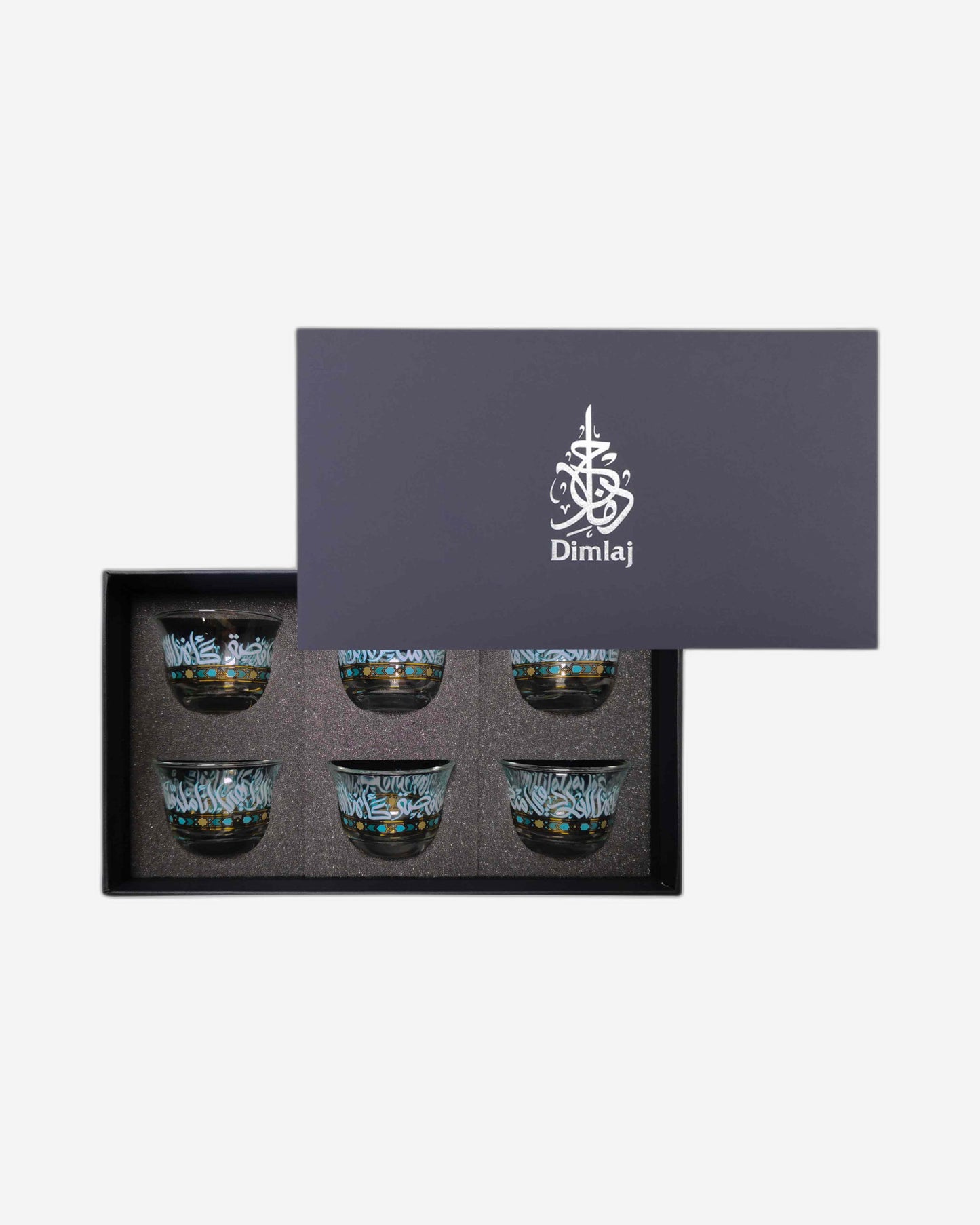 أكواب دملاج ورود قهوة 6 قطع ذهبي وأخضر