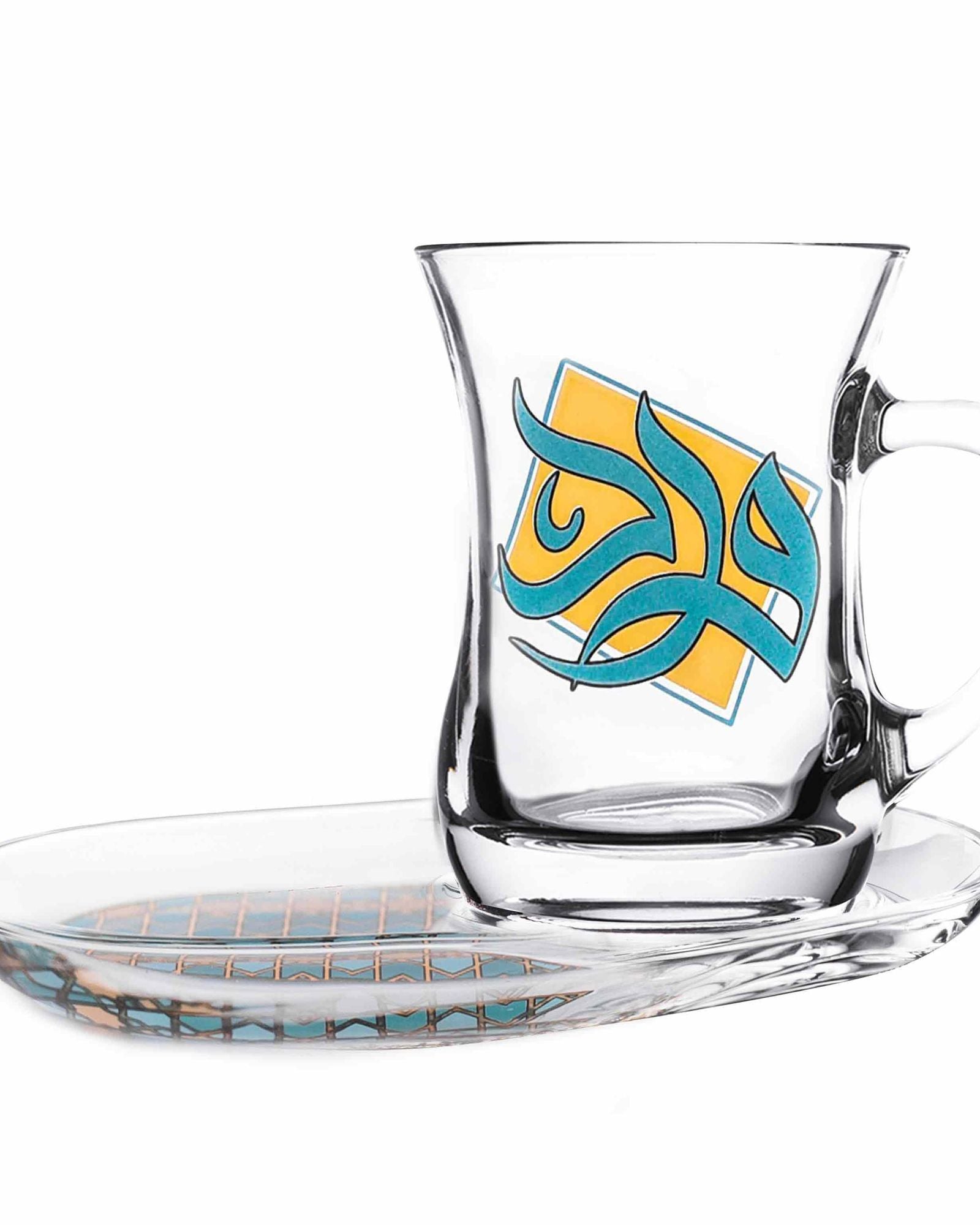 مجموعة ديملاج ورود من قطعتين من الأكواب والصحون (ذهبي وأخضر)