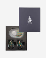 مجموعة ديملاج ورود من قطعتين من الأكواب والصحون (ذهبي وأخضر)