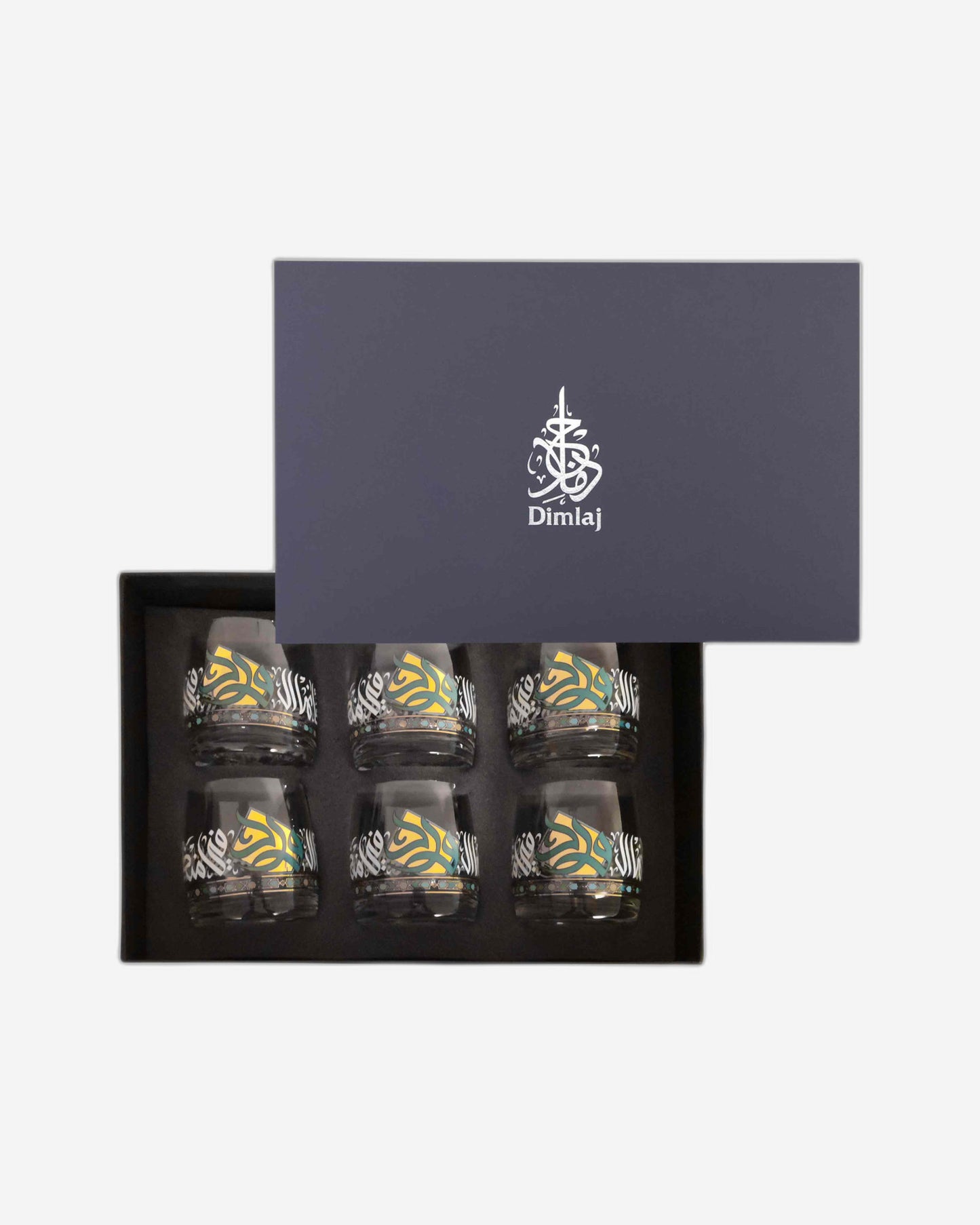 أكواب ديملاج وورود، 6 قطع، ذهبية وخضراء