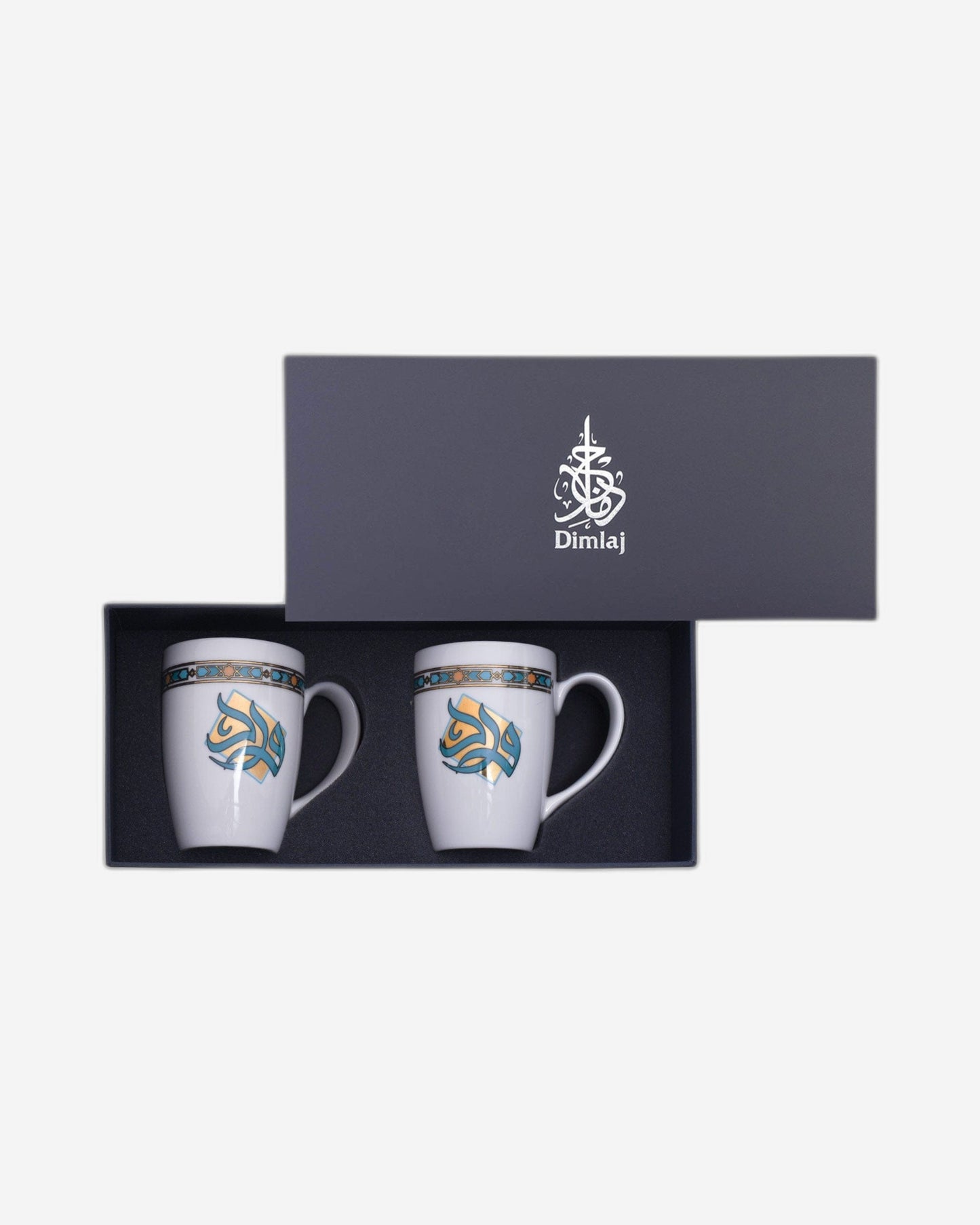 أكواب ديملاج وورود، قطعتان، بورسلين ذهبي وأخضر