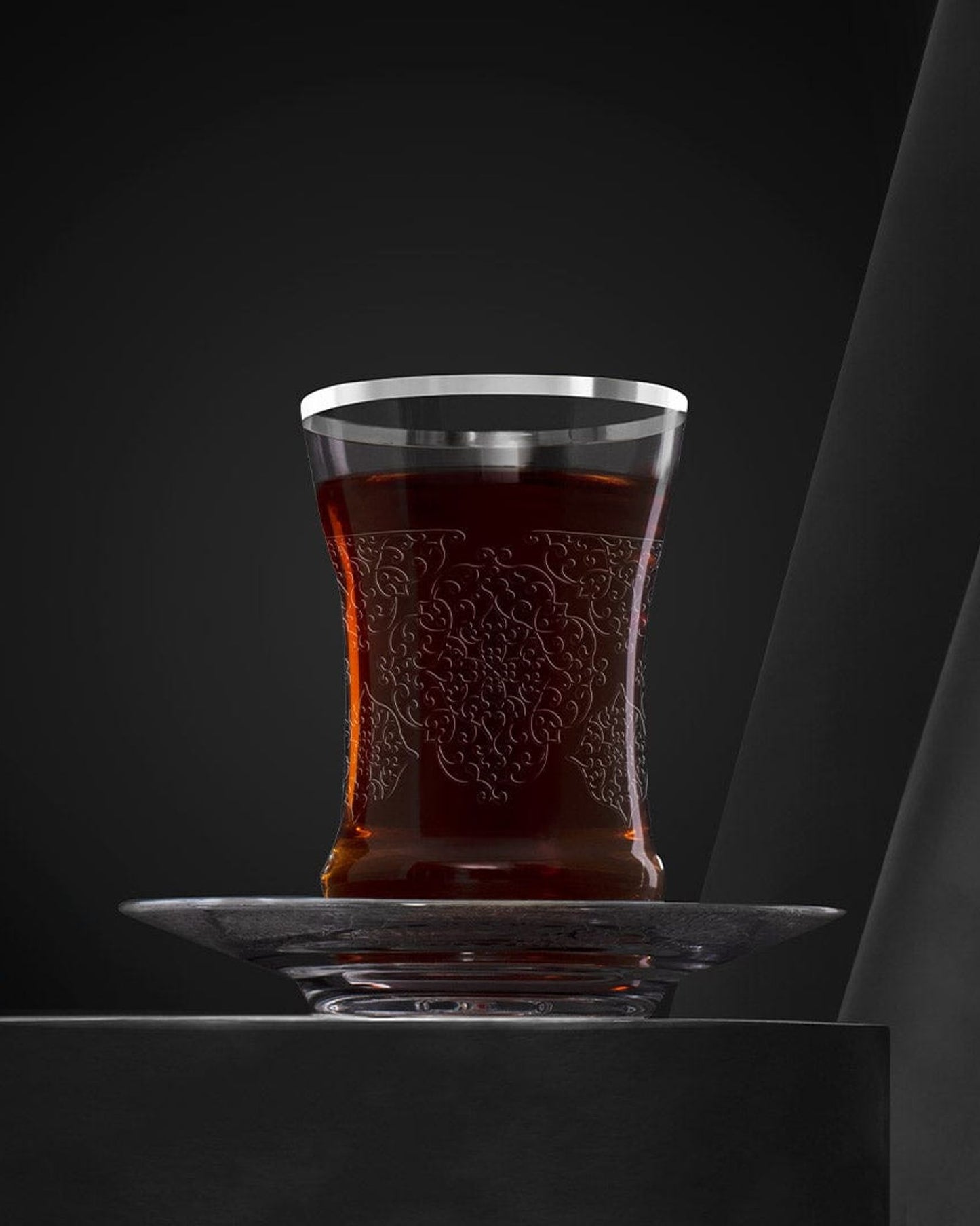 طقم فناجين وصحون شاي ديملاج بيرلا، 6 قطع، لون بلاتيني