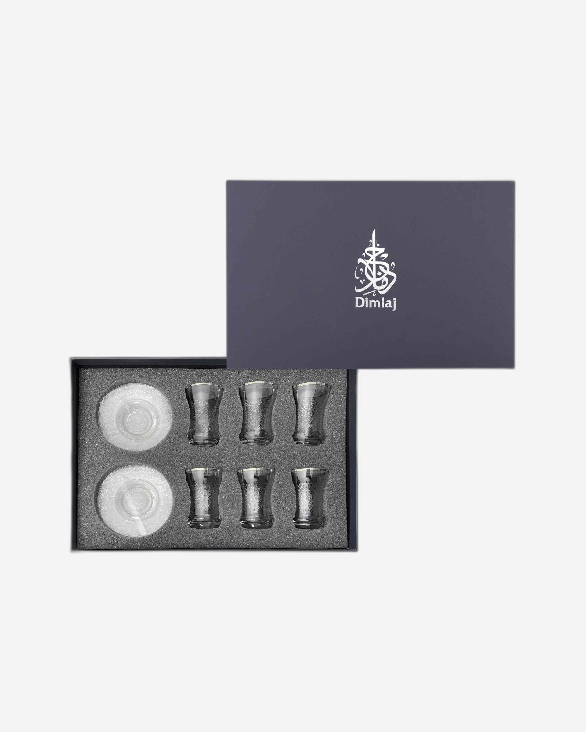 طقم ديملاج بيرلا مكون من 6 فناجين شاي وصحون (بلاتينيوم)