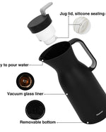 قارورة فيسمان المعزولة بالفراغ، سعة 1000 مل، لون أسود مع بطانة زجاجية وردية