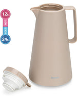 قارورة فيسمان المعزولة بالتفريغ، سعة 1000 مل، بلون كريمة الموكا، مع بطانة زجاجية وردية اللون