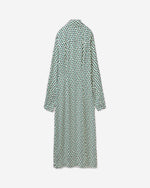 فستان بأكمام طويلة وياقة قميص مزخرفة بالورود مصنوع من 100% فيسكوز