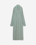 فستان بأكمام طويلة وياقة قميص مزخرفة بالورود مصنوع من 100% فيسكوز