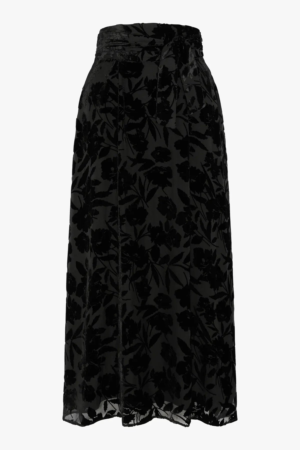 Idalia Velvet Burn Out Skirt in Black Floral