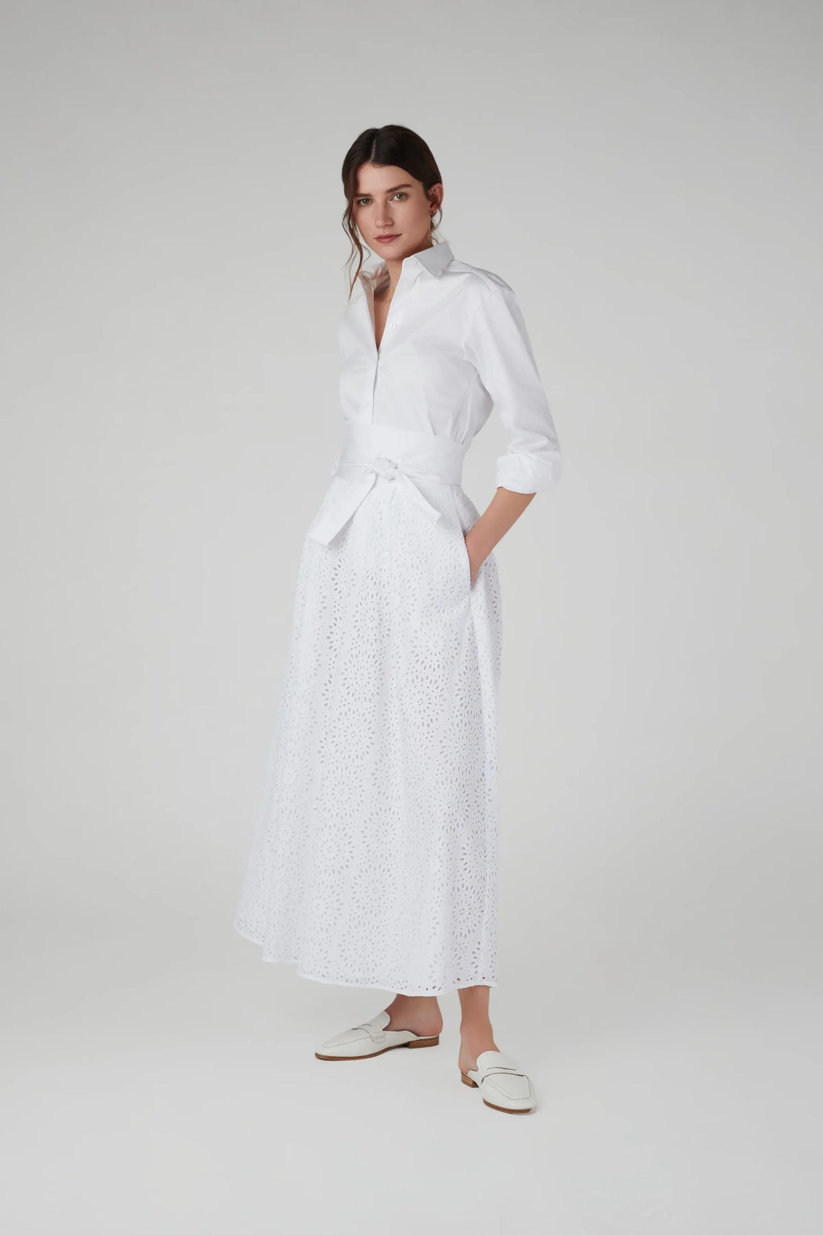 Felicia Broderie Maxi Skirt in White