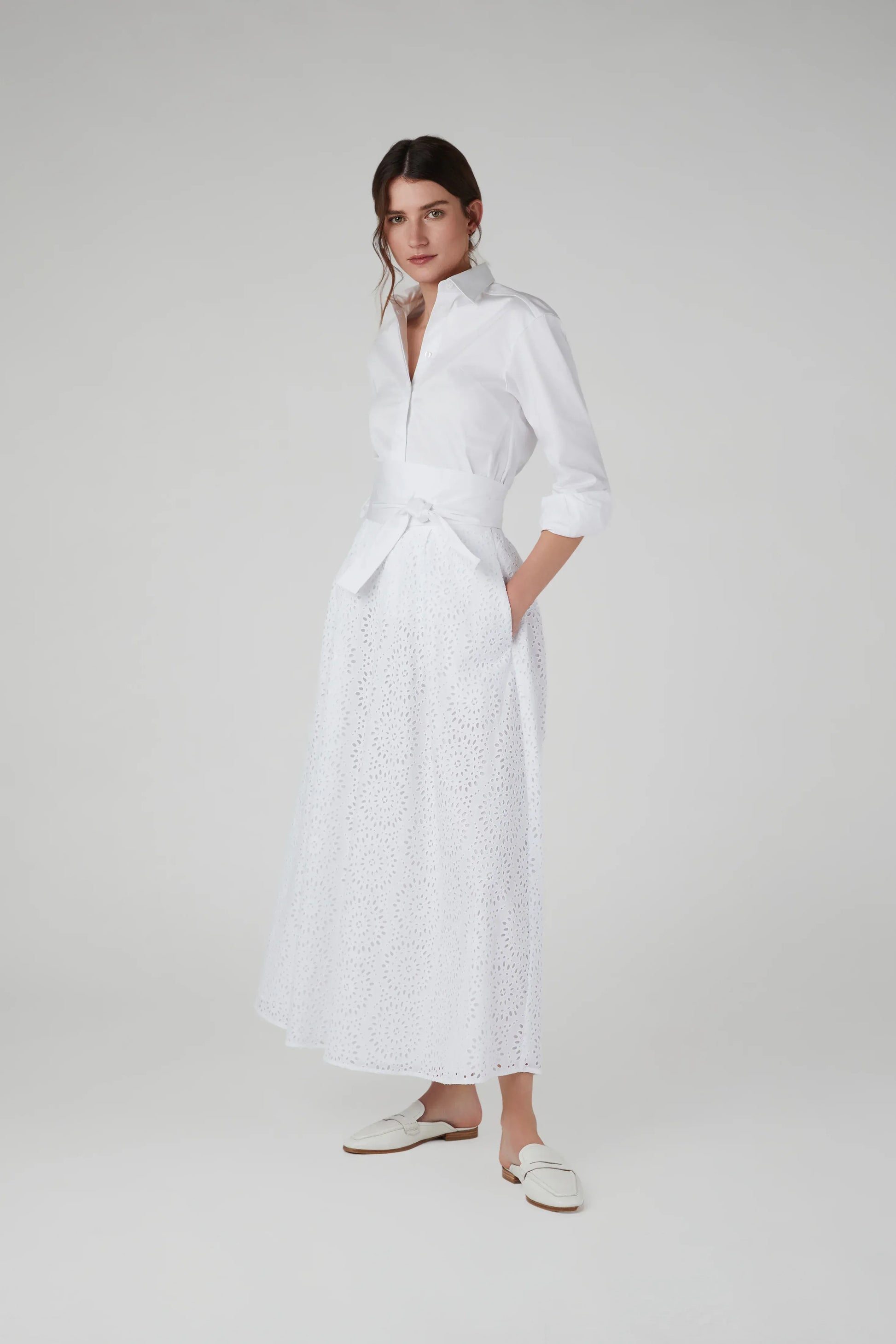 Felicia Broderie Maxi Skirt in White